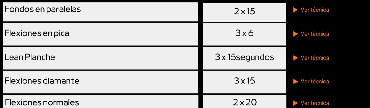 Ebook tables with the See technique link on each exercise